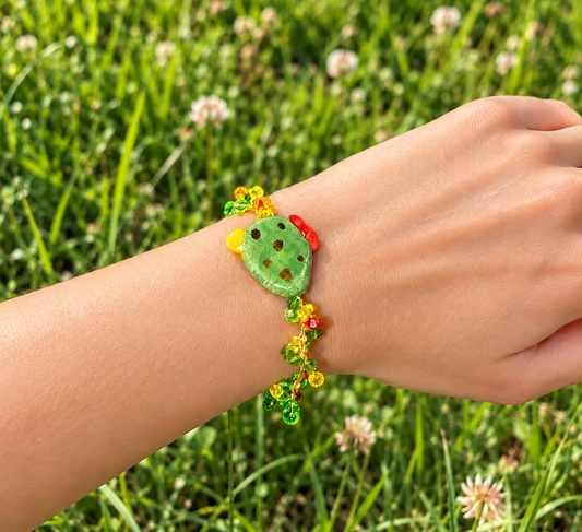 Sicilian Garden · Ceramic Prickly Pear & Swarovski Crystals Bracelet