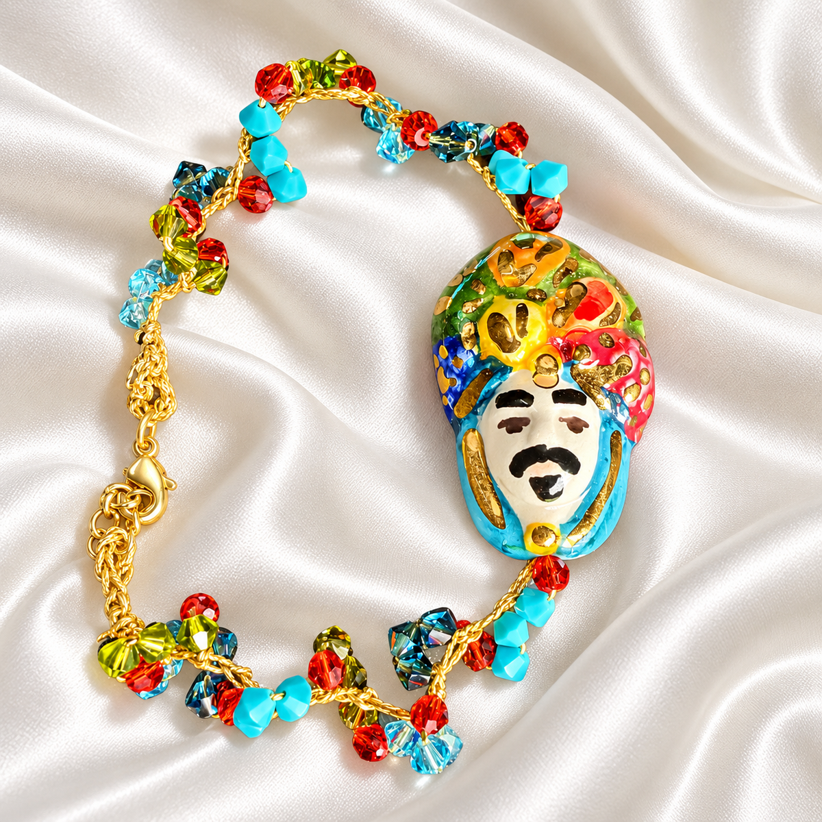 Moorish Kaleidoscope · Sicilian Ceramic Moor's Head & Swarovski Bracelet