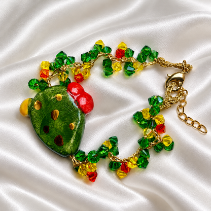 Sicilian Garden · Ceramic Prickly Pear & Swarovski Crystals Bracelet