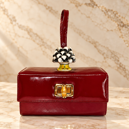 Borgogna Barocca · Caltagirone Ceramic Pine Cone & Nappalak Leather Handbag