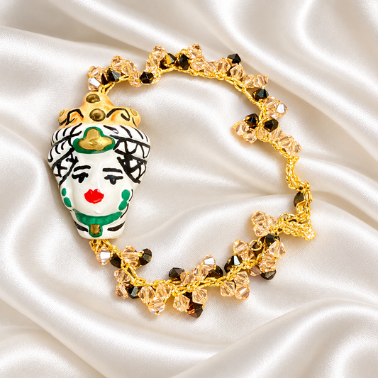 Moor’s Empress · Sicilian Ceramic Moor's Head & Swarovski Bracelet