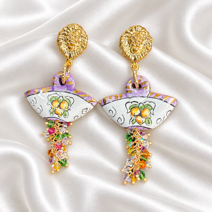Limoni di Sicilia · Caltagirone Ceramic & Swarovski Crystals Drop Earrings