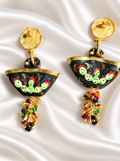 Coffa Aurea · Caltagirone Ceramic Sicilian Coffa Earrings with 24K Gold & Swarovski