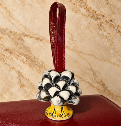 Borgogna Barocca · Caltagirone Ceramic Pine Cone & Nappalak Leather Handbag