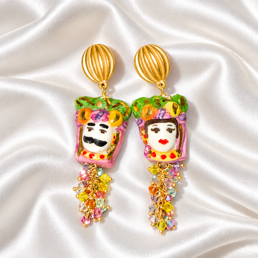 Moor’s Duet · Caltagirone Ceramic Moor's Head Earrings with Swarovski