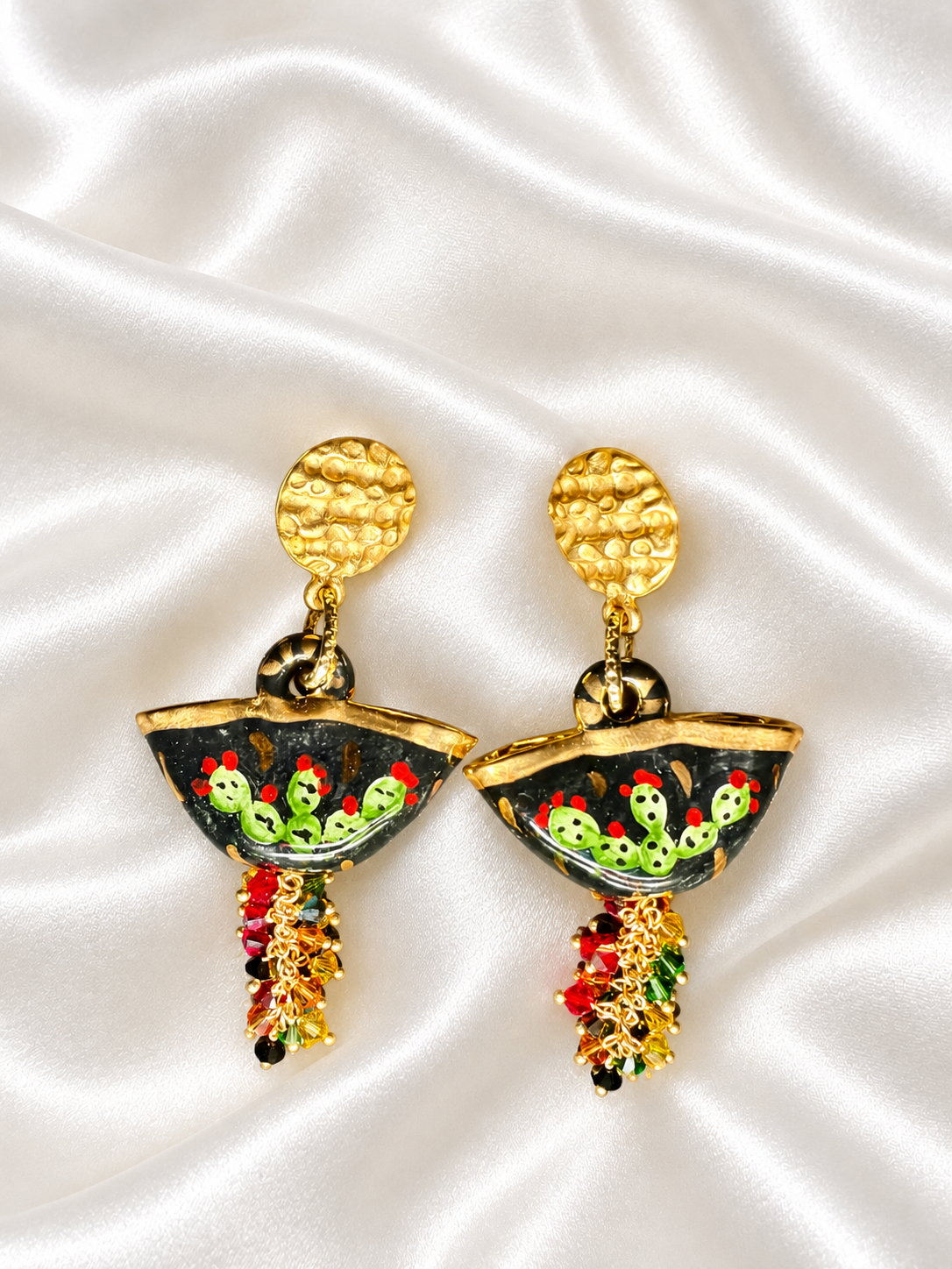 Coffa Aurea · Caltagirone Ceramic Sicilian Coffa Earrings with 24K Gold & Swarovski