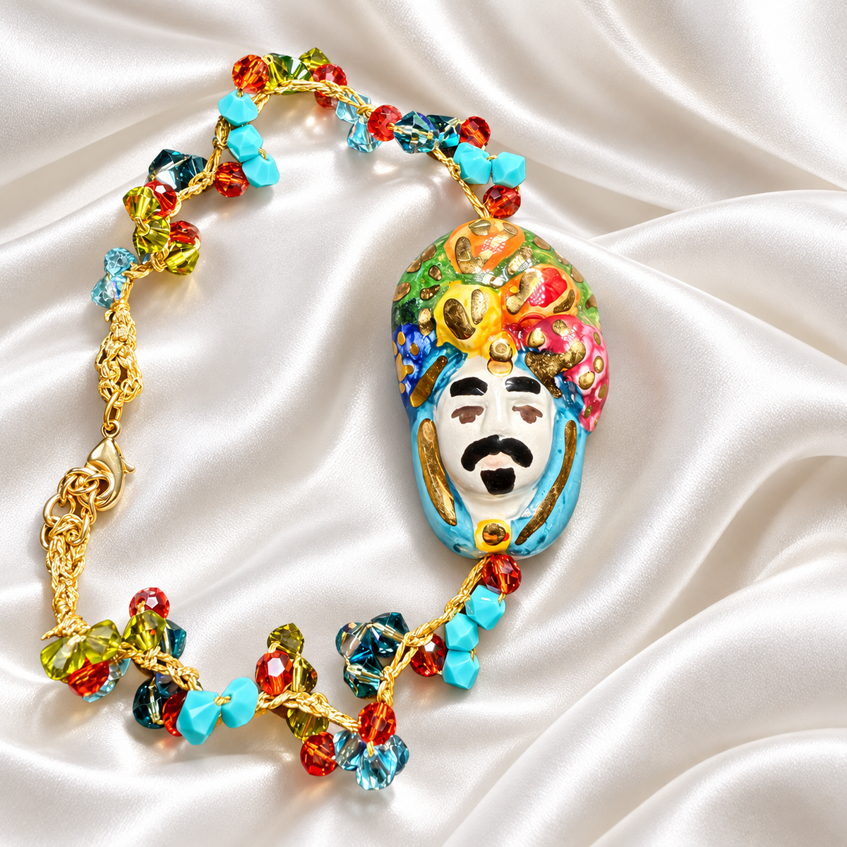 Moorish Kaleidoscope · Sicilian Ceramic Moor's Head & Swarovski Bracelet