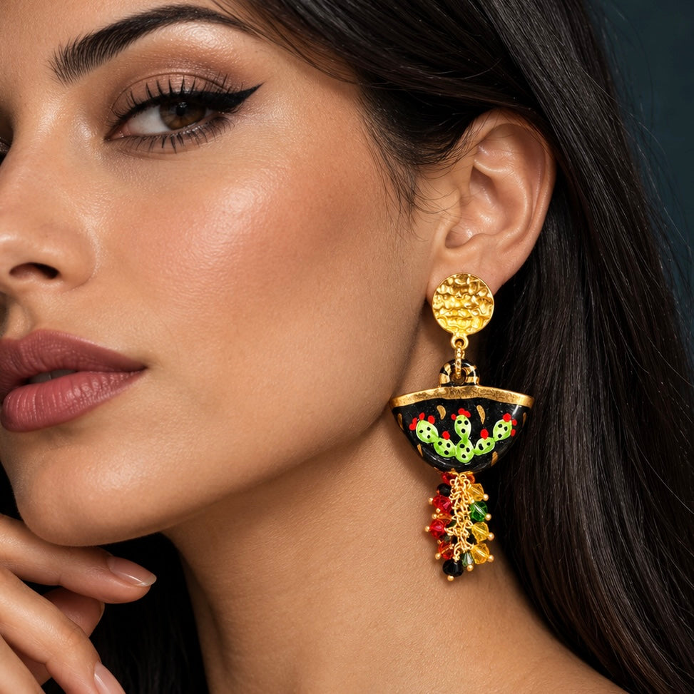 Coffa Aurea · Caltagirone Ceramic Sicilian Coffa Earrings with 24K Gold & Swarovski
