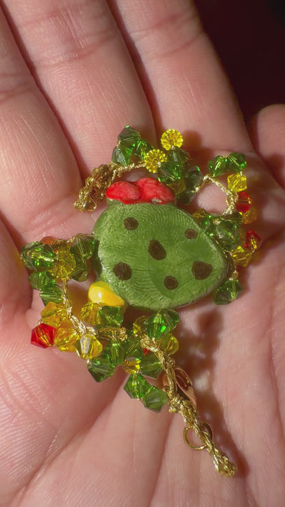 Sicilian Garden · Ceramic Prickly Pear & Swarovski Crystals Bracelet