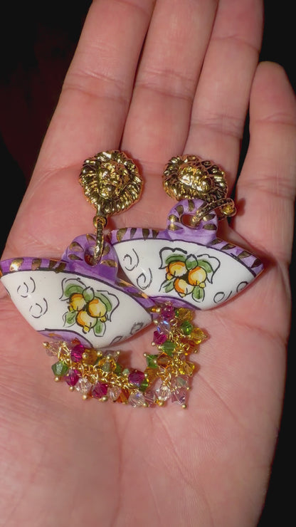 Limoni di Sicilia · Caltagirone Ceramic & Swarovski Crystals Drop Earrings