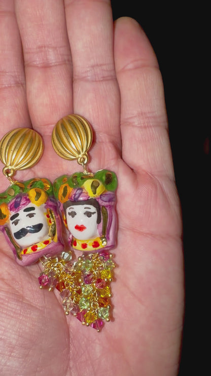 Moor’s Duet · Caltagirone Ceramic Moor's Head Earrings with Swarovski