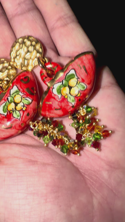 Lemon Grove Coffa · Caltagirone Ceramic & Swarovski Crystals Drop Earrings